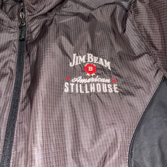 Jim Beam Charcoal Windbreaker Zip-Away Hood Full Zip Long Sleeve Lined Mens SzXL - Picture 3 of 15
